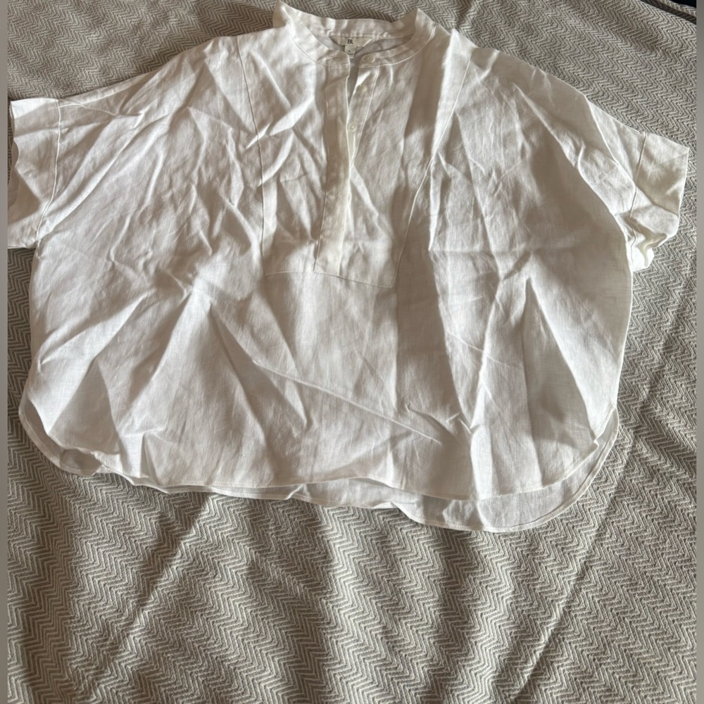 Banana Republic Women's White Popover Linen Blouse Size L